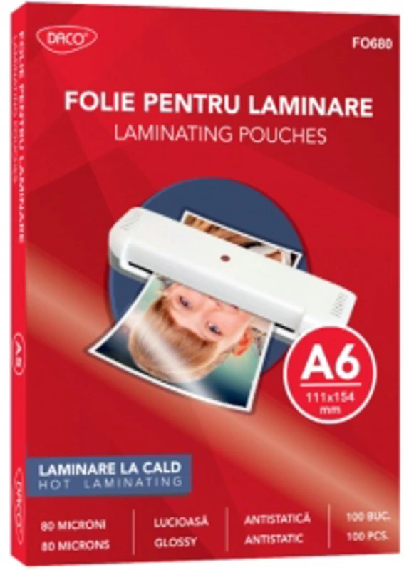 Folie laminare A6, 80 microni, 100/top DACO, FO680