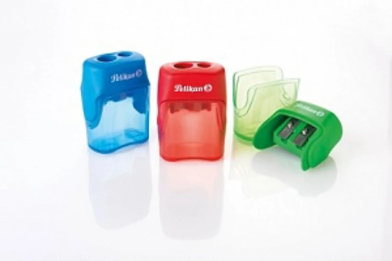 Ascutitoare V-Blade dubla cu container, plastic, diverse culori, vrac