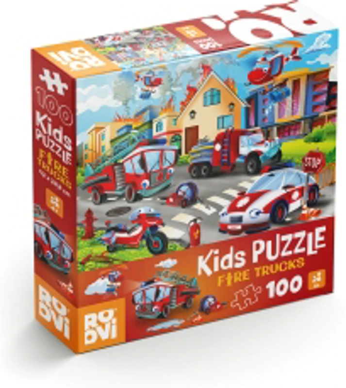 Puzzle Fire Trucks - Puzzle copii, 100 piese