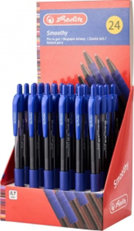 Pix cu gel Smoothy, 0,7 mm, albastru, set 24