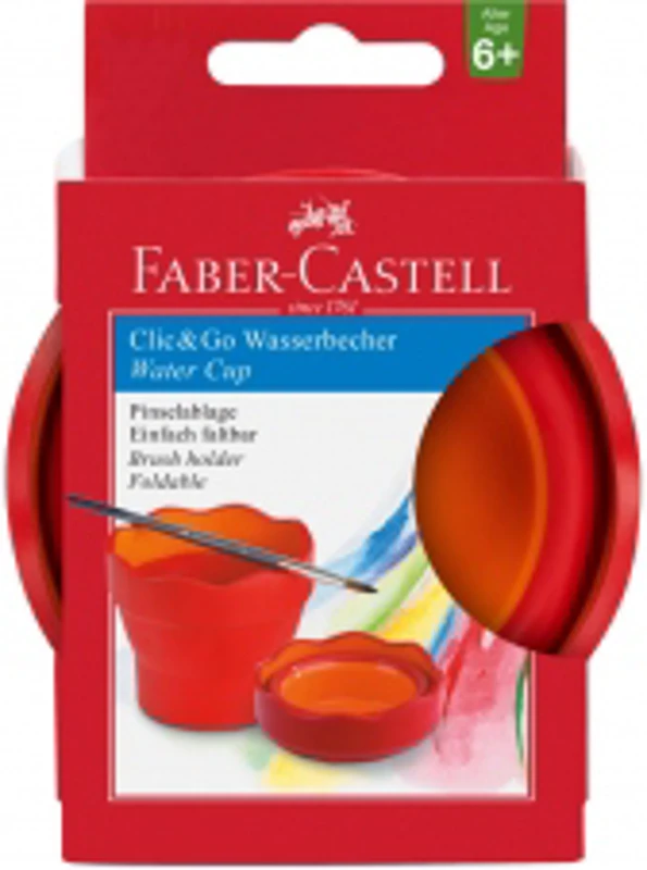 Pahar pentru pictura simplu Click-Go Faber-Castell, culoare rosu