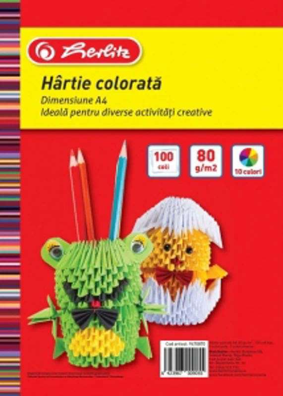 Hartie color A4, 80 g, set 100, diverse culori