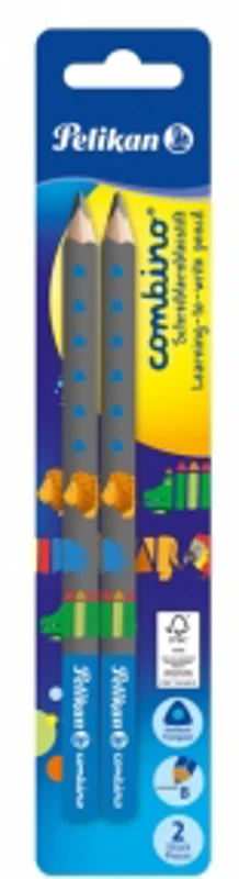 Creion grafit Combino, invata-sa-scrii, mina B, corp albastru, set 2