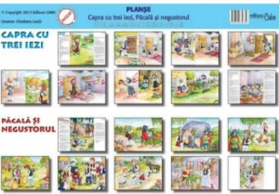 Set Planse povesti: Capra cu trei iezi (9 planse A3), Pacala si negustorul (9 planse A3)