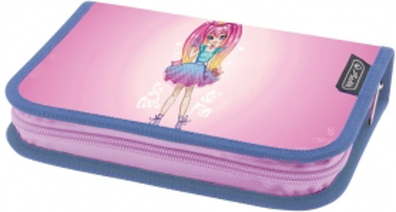 PENAR NEECHIPAT CU 2 CLAPE, FERMOAR ASCUNS, INTERIOR TEXTIL, DIMENSIUNE 13.5 X 19.5 X 3 CM, MOTIV FUN PRINCESS
