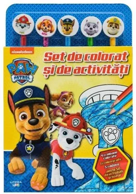 Patrula Cățelușilor. Set de colorat și de activități (conține 5 creioane și 5 radiere)
