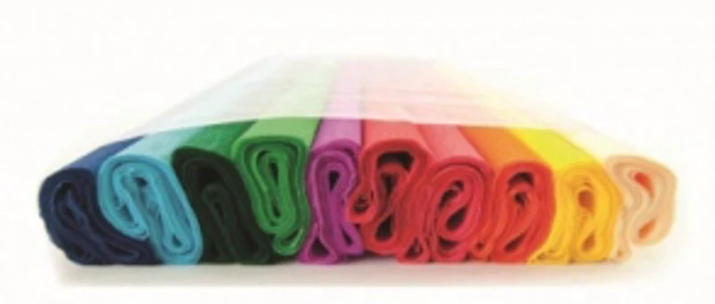 Hartie creponata hobby 50 x 200 cm set 10 diverse culori (alb, galben, portocaliu, rosu, roz, albastru, verde, verde deschis, maro, albastru deschis)