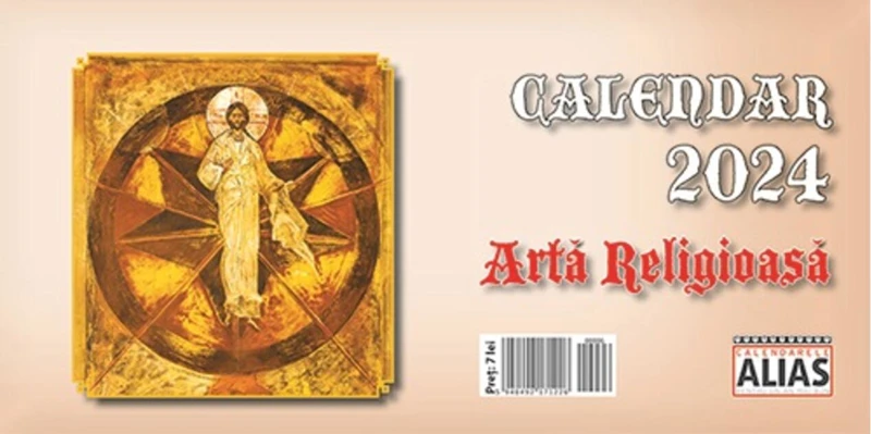 Calendar de birou cu Artă Religioasă 2024, format 23x11 cm, 6+1 file