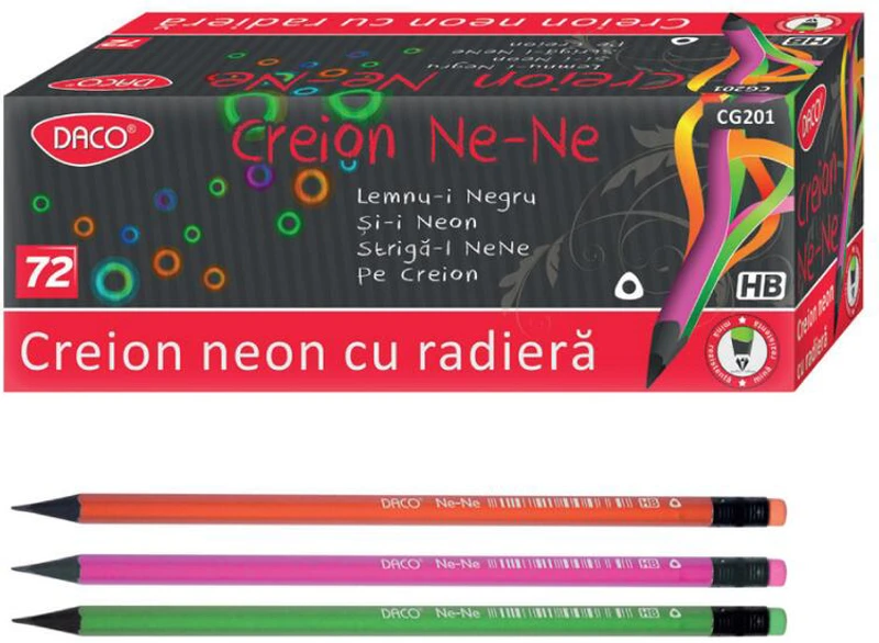Creion negru HB cu radieră Daco Ne-ne - CG201