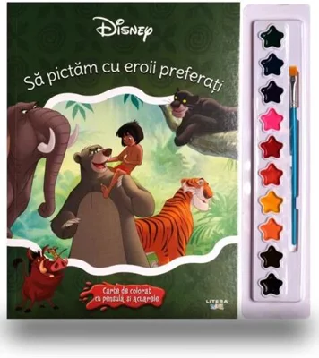 Disney. Să pictăm cu eroii preferați. Carte de colorat cu pensulă și acuarele