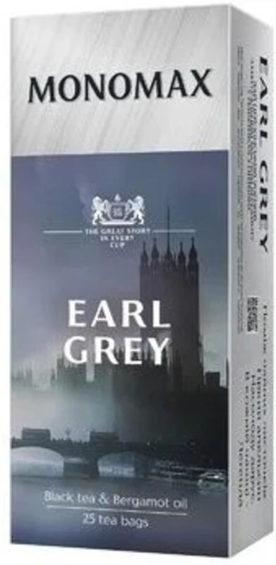 Cutie ceai cu 25 pliculețe Monomax - Earl Grey: ceai negru cu ulei de bergamotă 50 g