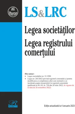 Legea societăților. Legea registrului comerțului