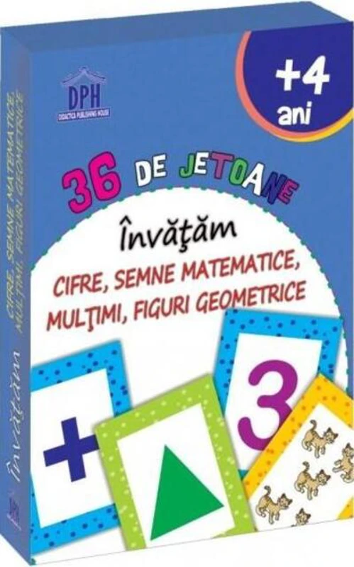 Învățăm cifre, semne matematice, mulțimi, figuri geometrice - 36 de jetoane