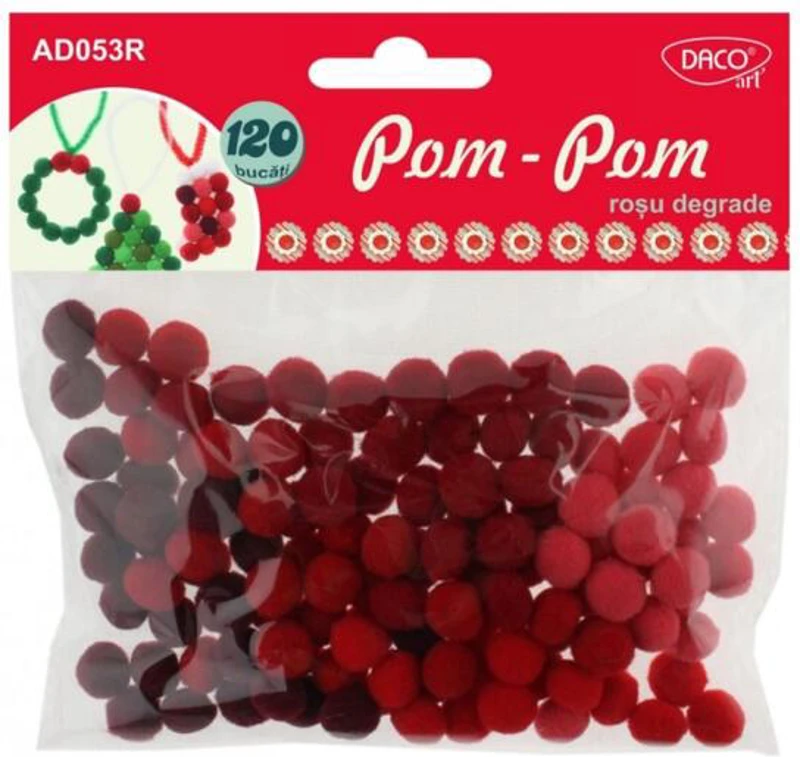 Acesorii de craft: Daco Pom-Pom Degrade Roșu, 120 bucăți - AD053R