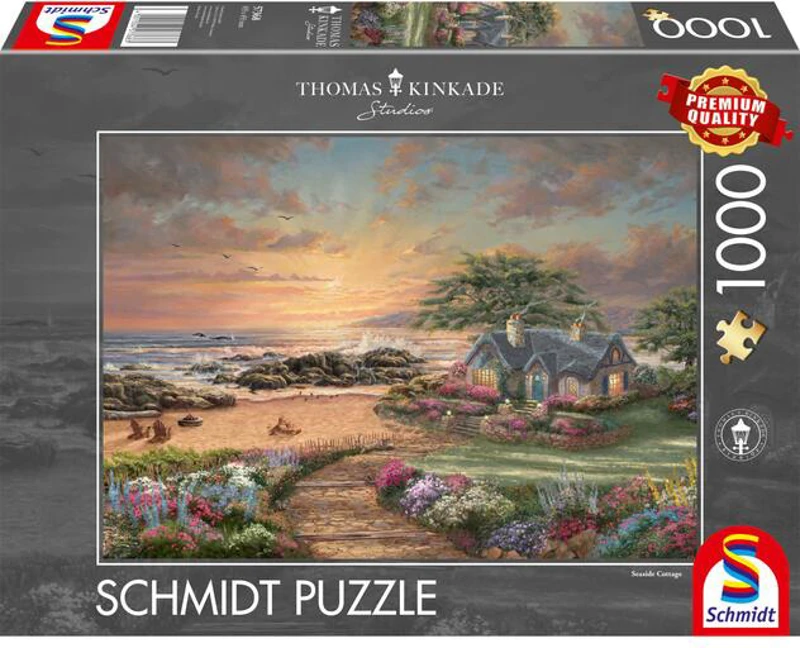 Puzzle 1000 piese Schmidt: Thomas Kinkade - Căsuță pe malul mării