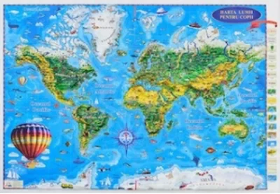 Harta lumii pentru copii (500x350 mm), harti fara sipci