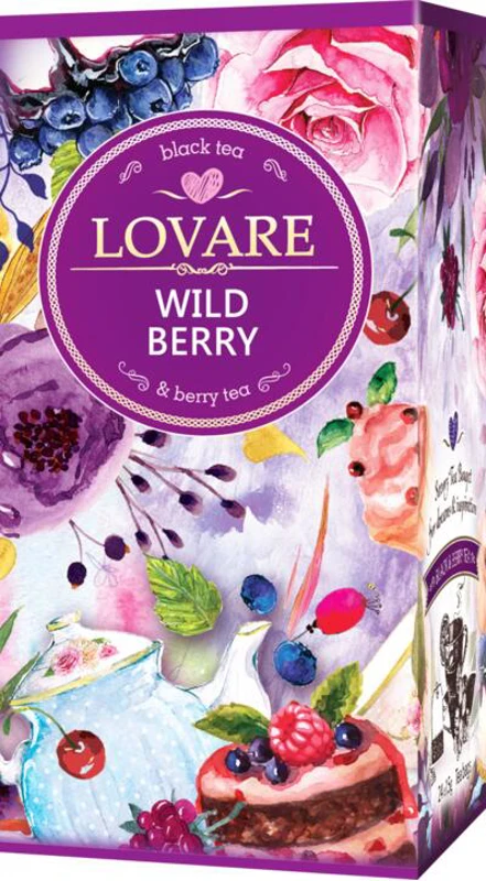 Cutie ceai cu 24 pliculețe Lovaré - Wild Berry: amestec de ceai negru și fructe de pădure 48 g