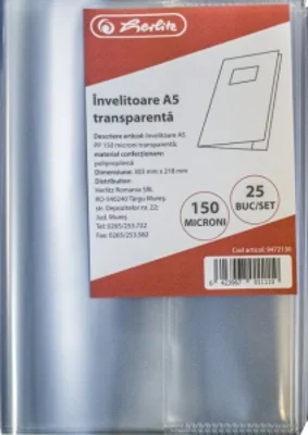 Invelitoare A5 PP, 120 microni, transparenta
