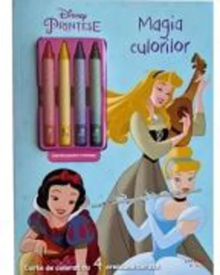 Disney Printese. Magia culorilor. Carte de colorat cu 4 creioane cerate