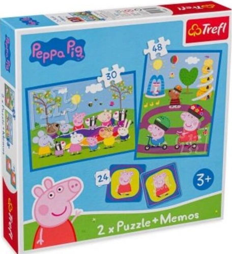 Puzzle 2 în 1 (30+48 piese) Memo „Peppa Pig - Momentele fericite”