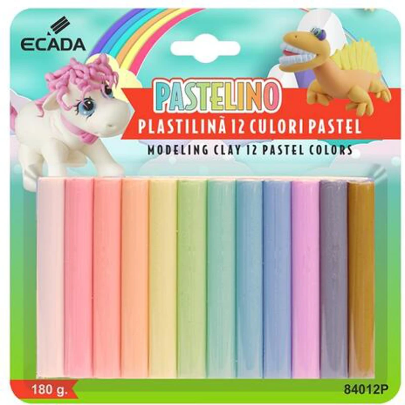 Plastilină 12 culori pastel ECADA