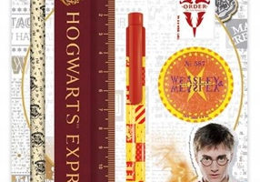 Set de rechizite Harry Potter: riglă, pix, creion, ascuțitoare, radieră