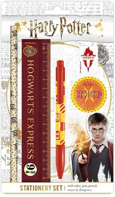 Set de rechizite Harry Potter: riglă, pix, creion, ascuțitoare, radieră