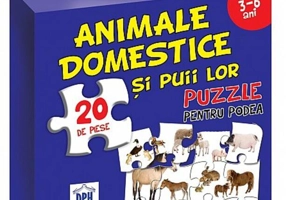 Animale domestice și puii lor. Puzzle pentru podea