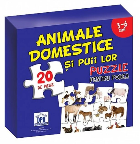 Animale domestice și puii lor. Puzzle pentru podea