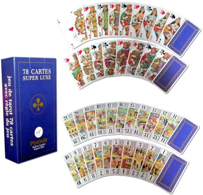 Cărți de tarot Piatnik „Tarot Super Luxe”, culoare spate albastru/auriu