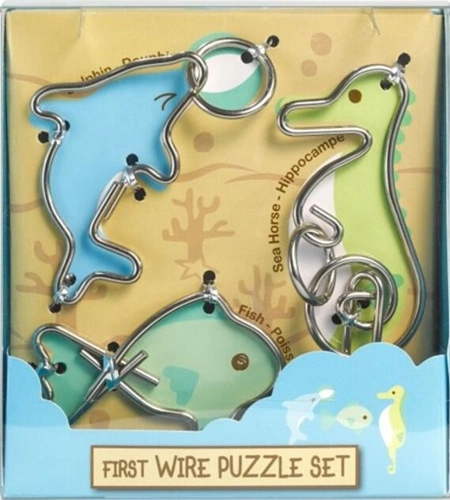 Set 3 puzzle-uri metalice pentru copii - Animale marine