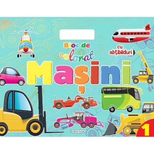 Mașini 1. Bloc de colorat cu abțibilduri