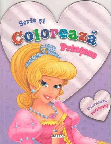 Scrie și colorează. Prințese (violet)