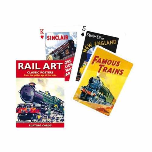 Cărți de joc Piatnik de colecție cu tema „Rail Art. Classic Golden Age of Trains Posters”