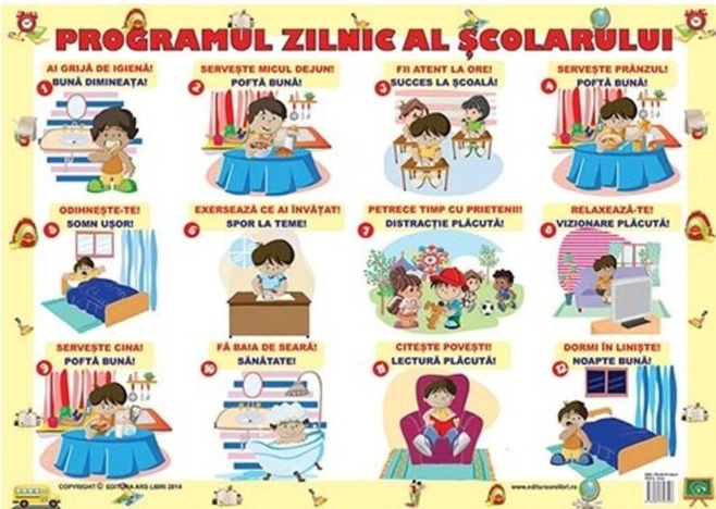 Planșă - Programul zilnic al școlarului