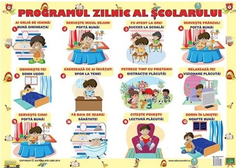 Planșă - Programul zilnic al școlarului
