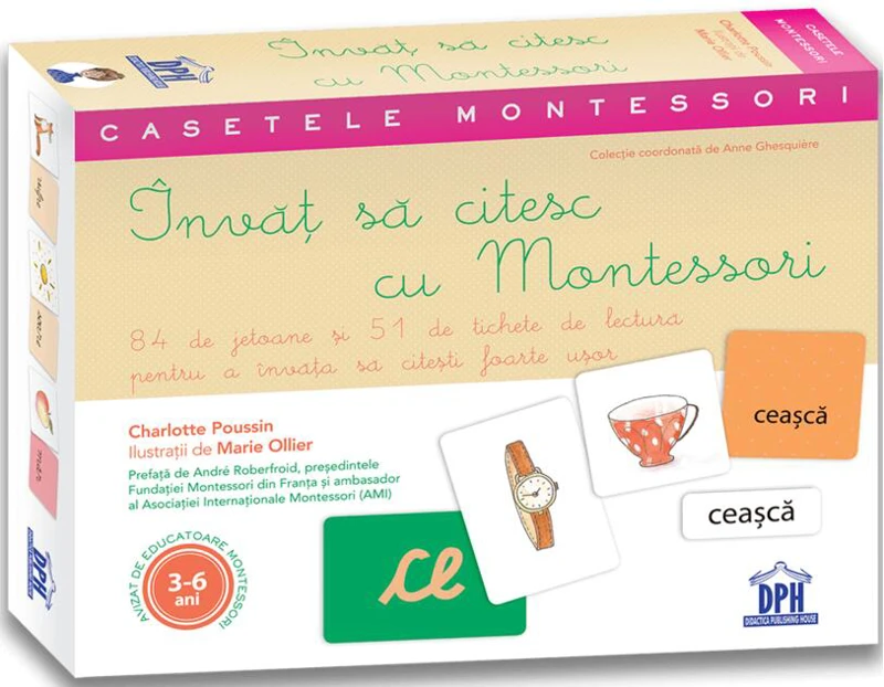 Învaț să citesc cu Montessori: 84 de Jetoane și 51 de tichete de lectură pentru a învăța să citești foarte ușor