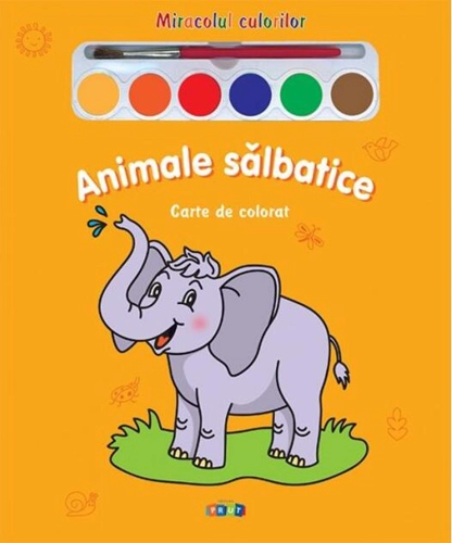 Miracolul culorilor. Animale sălbatice (carte de colorat + acuarelă + pensulă)