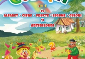Jumbo 80 cu alfabet, cifre, fructe, legume, culori și 80 abțibilduri (Vol. 2)
