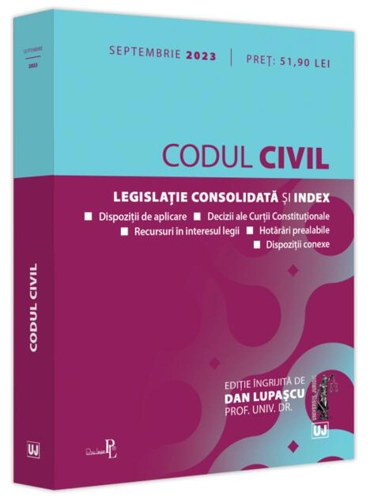 Codul civil. Legislație consolidată și index (septembrie 2023)