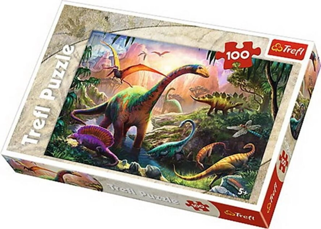 Puzzle 100 piese „Pe tărâmul dinozaurilor”