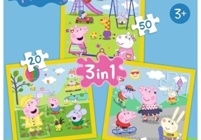 Puzzle 3 în 1 (20+36+50 piese) „Happy day - Peppa Pig”