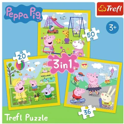 Puzzle 3 în 1 (20+36+50 piese) „Happy day - Peppa Pig”