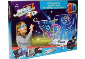 Tablă de desenat cu lumini și ochelari 3D - Spațiul