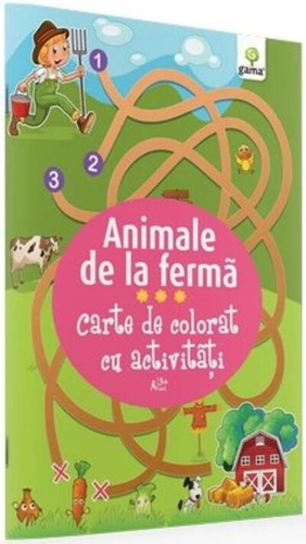 Carte de colorat cu activități. Animale de la fermă (3-5 ani)