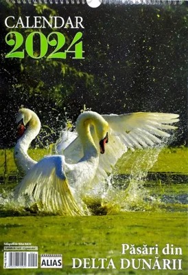 Calendar de perete cu Păsări din Delta Dunării 2024, 31x42,5 cm, spiralat, 6+1 file
