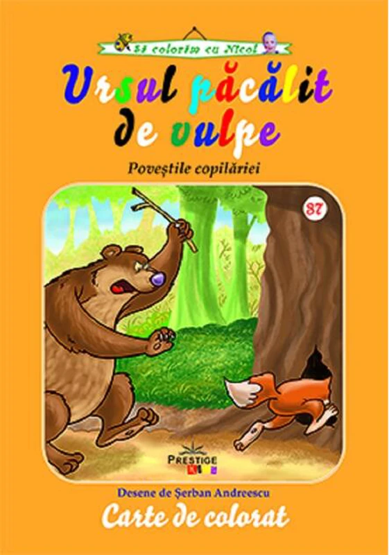 Ursul păcălit de vulpe. Carte de colorat