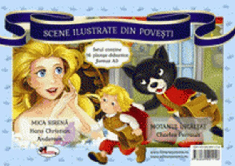 Scene ilustrate din povești. Mica Sirenă / Motanul încălțat (planșe)