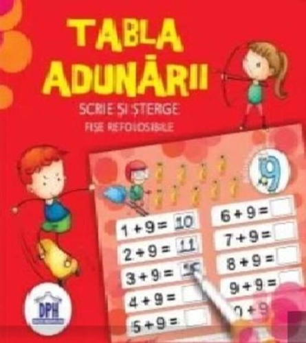 Tabla adunării. Scrie și șterge. Fișe refolosibile (cu carioca)