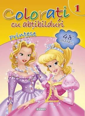 Colorați cu abțibilduri (Nr. 1). Prințese